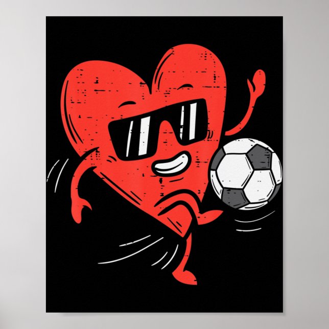 Heart Playing Soccer Valentines Day Football Girls Poster (Front)
