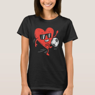 Heart Playing Soccer Valentines Day Football Girls T-Shirt