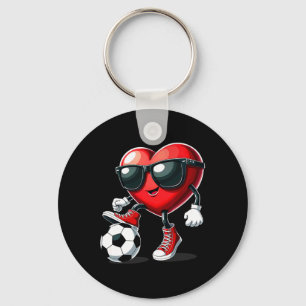 Heart Playing Soccer Valentines Day Keychain