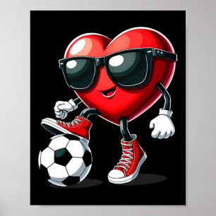 Heart Playing Soccer Valentines Day Poster