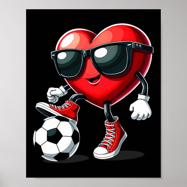 Heart Playing Soccer Valentines Day  Poster (Front)