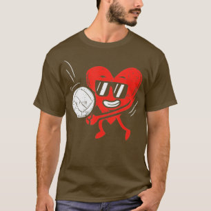 Heart Playing Volleyball Valentines Day Love Sport T-Shirt