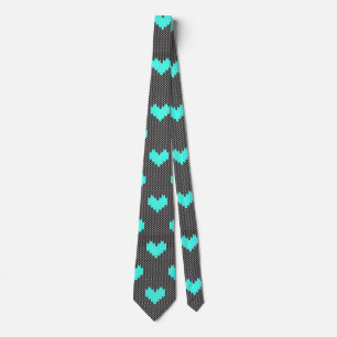 Heart Polka Dots in Knitted Pattern Style Tie