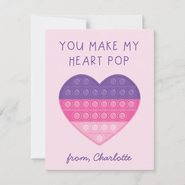 Heart Pop fidget valentine card (Front)