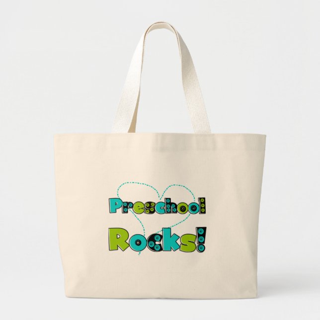 Heart Preschool Rocks Large Tote Bag (Front)