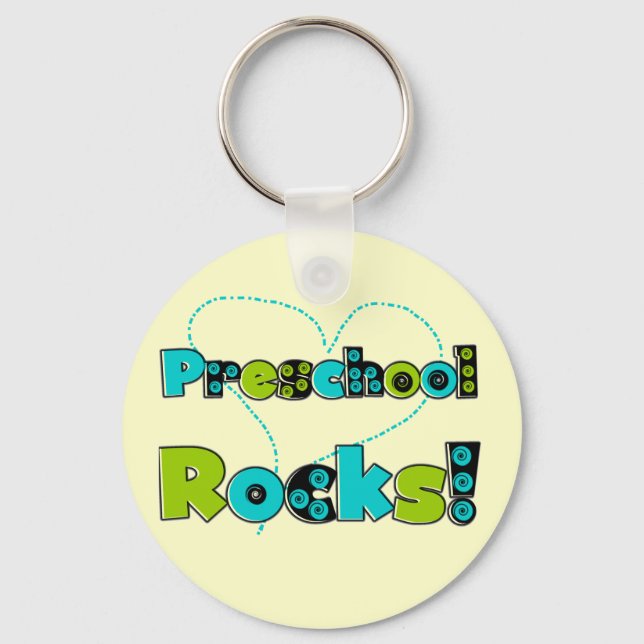 Heart Preschool Rocks Tshirts and Gifts Keychain (Front)