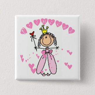 Heart Princess Stick Figure Tshirts and Gifts 2 Inch Square Button