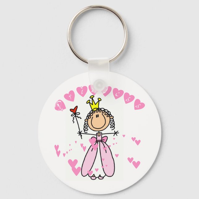 Heart Princess Stick Figure Tshirts and Gifts Keychain (Front)