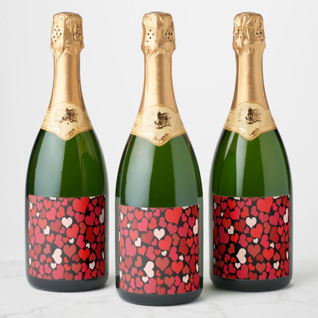 Heart Print Sparkling Wine Label (Bottles)