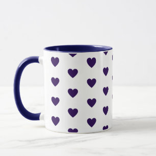 Heart printed blue and white coffee mug