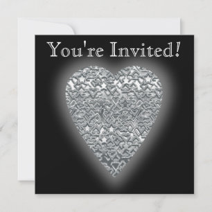 Heart. Printed Light Grey and Mid Grey Pattern. Invitation