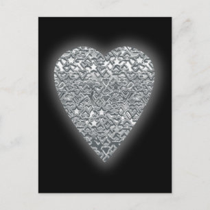 Heart. Printed Light Grey and Mid Grey Pattern. Postcard
