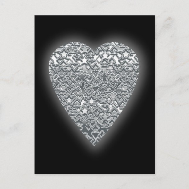 Heart. Printed Light Grey and Mid Grey Pattern. Postcard (Front)