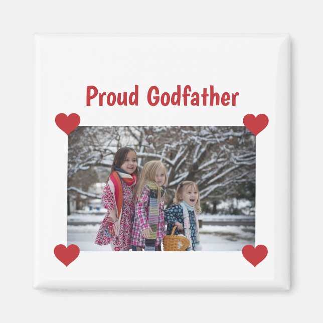 Heart Proud Godfather Love Personalize Photo Make Magnet (Front)