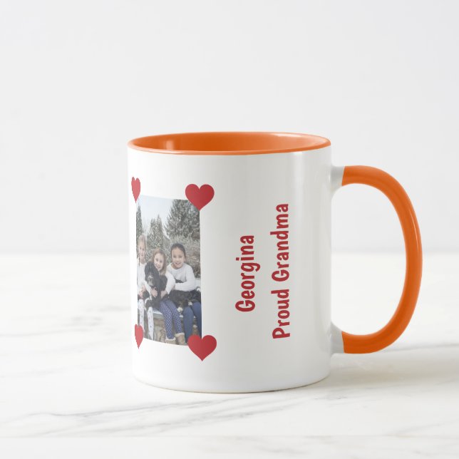 Heart Proud Grandma Love Personalize Photos Name Mug (Right)