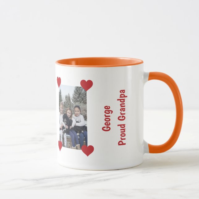 Heart Proud Grandpa Love Personalize Photos Name Mug (Right)