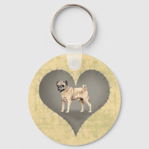 Heart Pug Keychain