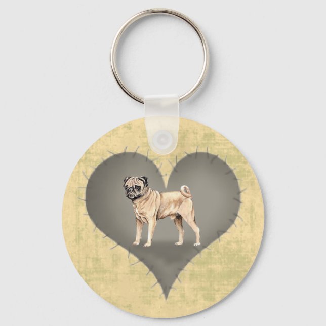 Heart Pug Keychain (Front)