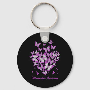 Heart Purple Ribbon Fibromyalgia Awareness Warrior Keychain