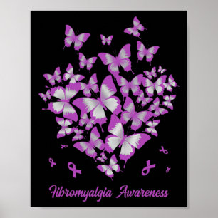 Heart Purple Ribbon Fibromyalgia Awareness Warrior Poster