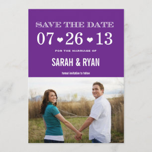 Heart Purple Save the Date Photo Invitations