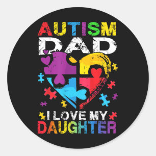 Heart Puzzle Autism Dad I Love My Daughter Autism Classic Round Sticker
