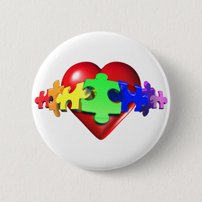 Heart Puzzle Links 2 Inch Round Button (Front)