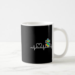 Heart Puzzle Piece Heartbeat Cool Autism Awareness Coffee Mug