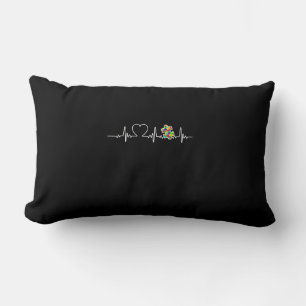 Heart Puzzle Piece Heartbeat Cool Autism Awareness Lumbar Pillow