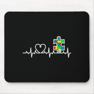 Heart Puzzle Piece Heartbeat Cool Autism Awareness Mouse Pad