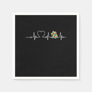 Heart Puzzle Piece Heartbeat Cool Autism Awareness Napkin