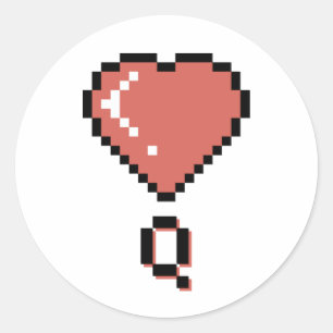 Heart queen black outline classic round sticker