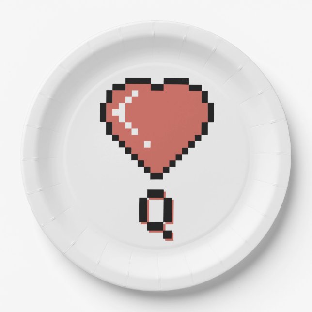 Heart queen black outline paper plate (Front)