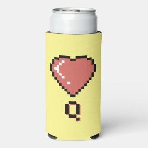 Heart queen black outline seltzer can cooler