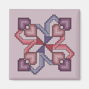 Heart Quilt Square cross stitch pattern Magnet