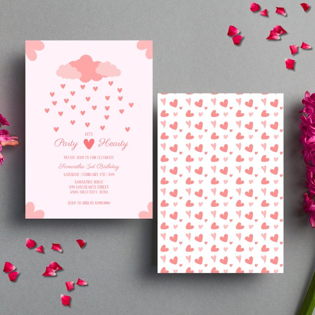 Heart Rain Delight Birthday Invitation (Birthday Invitation)