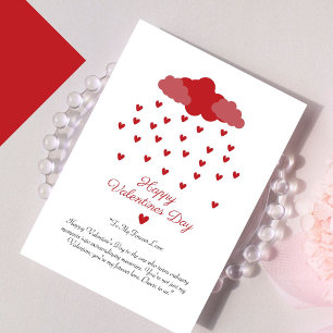 Heart Rain Red Delight Couple Valentines Day Holiday Card