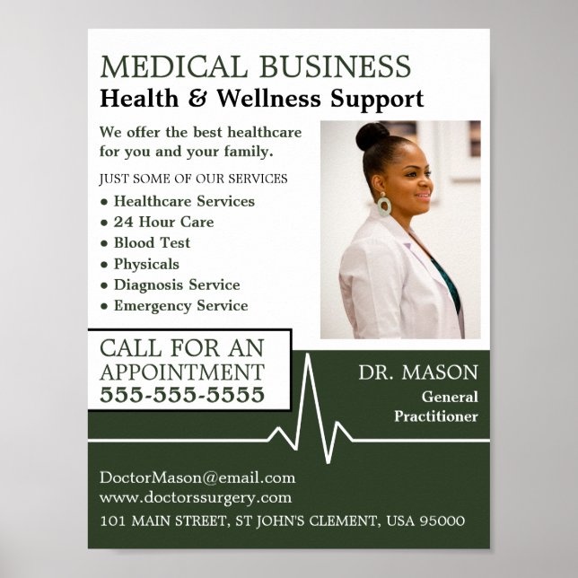 Heart Rate, General Practitioner, Nurse, Medical Poster (Front)