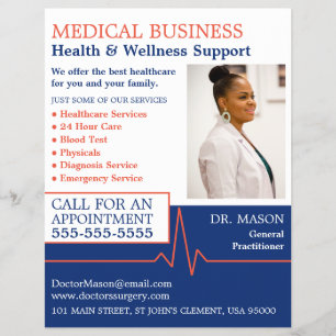 Heart Rate, Physician, Nurse, Medical Advertising Flyer