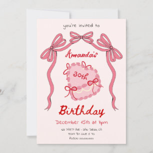 Heart Recto Cake Birthday Invitation