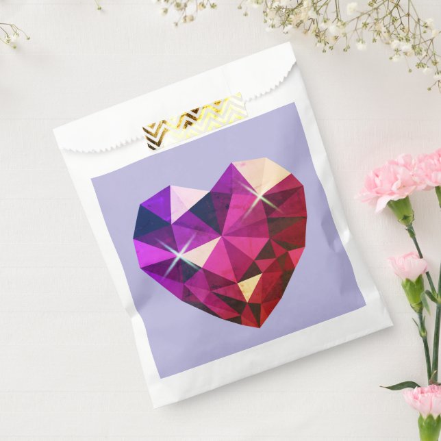Heart Red and Purple Gemstone  Favour Bag (Sealed)