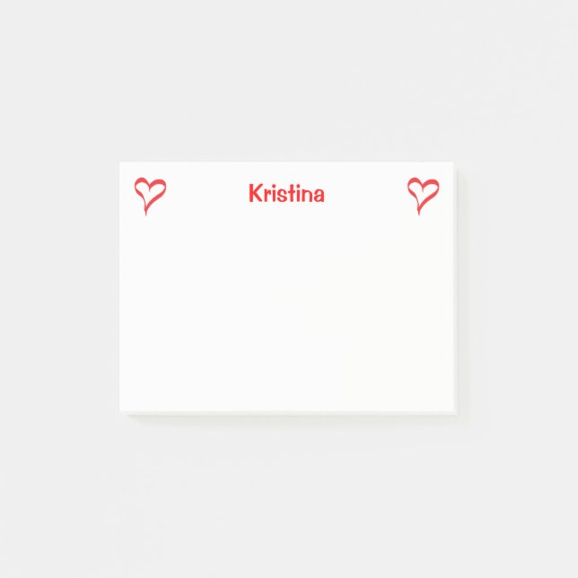 Heart Red And White Love Personalized Post-it Notes (Front)