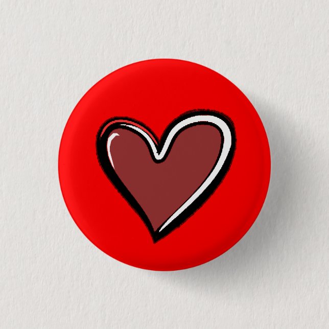 Heart-Red Background 1 Inch Round Button (Front)