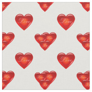 heart/red hearts/Love/Joy/Peace/Hope - white Fabric