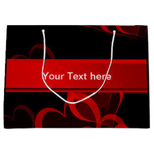 heart red in black text template large gift bag
