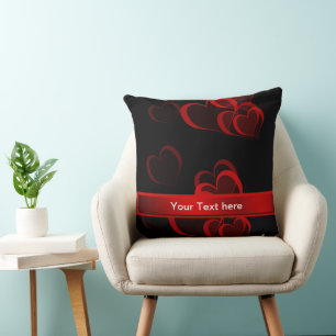 heart red in black text template  throw pillow