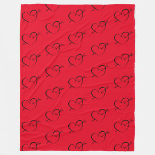 Heart red large sherpa blanket