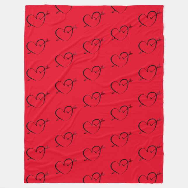 Heart red large sherpa blanket (Front)