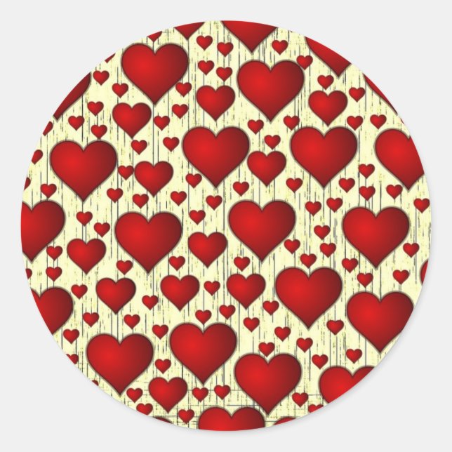 Heart Red Valentine Classic Round Sticker (Front)