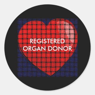 heart REGISTERED ORGAN DONOR Classic Round Sticker